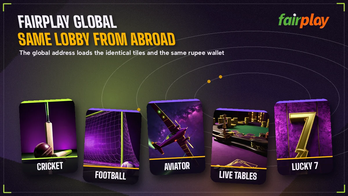 Strip of FairPlay sport and game tiles that load the same way on the global address abroad