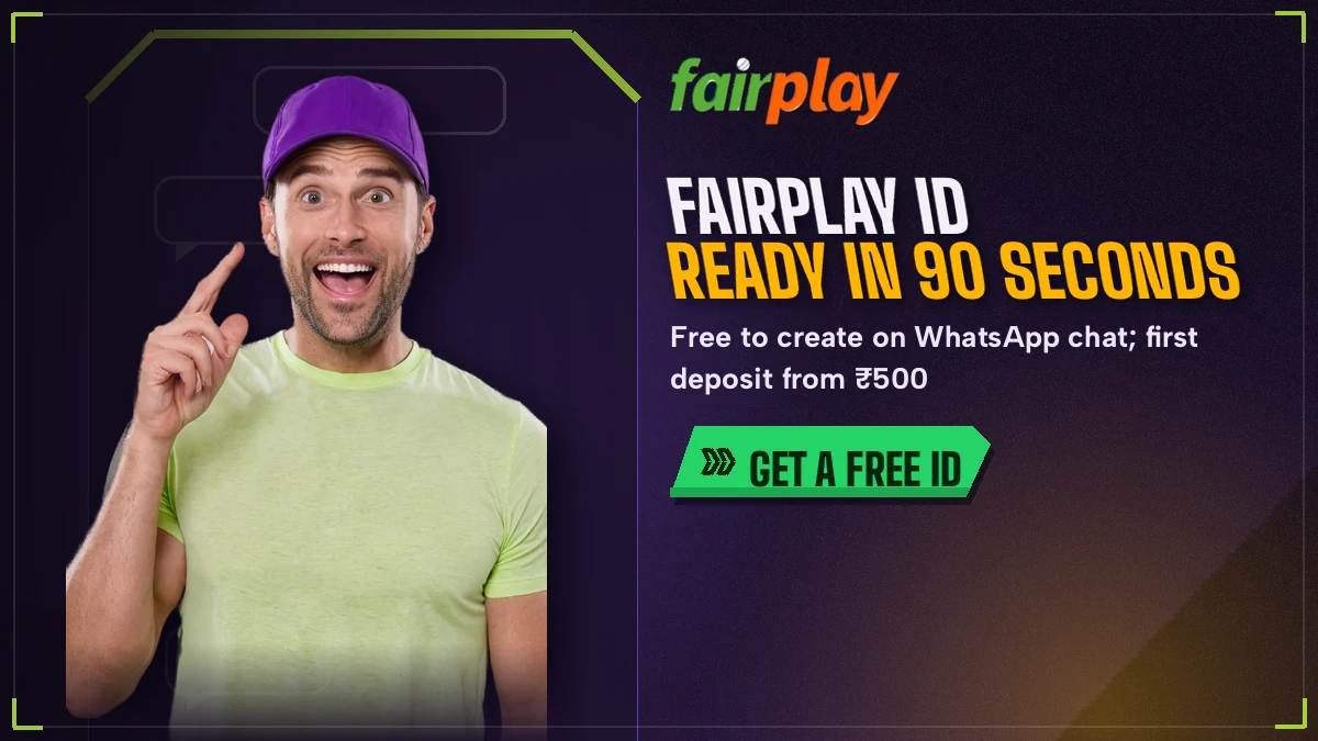 Cricket fan holding a phone with a WhatsApp chat that returns a new FairPlay ID