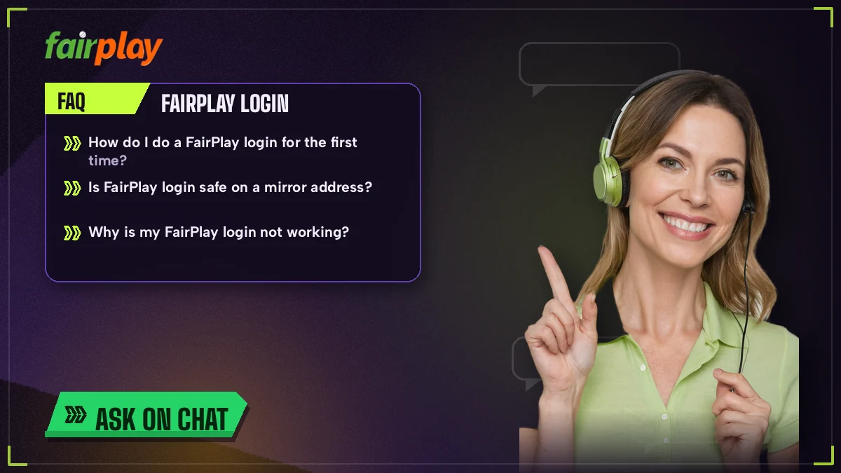 FairPlay support host with a headset ready to answer sign-in questions on chat